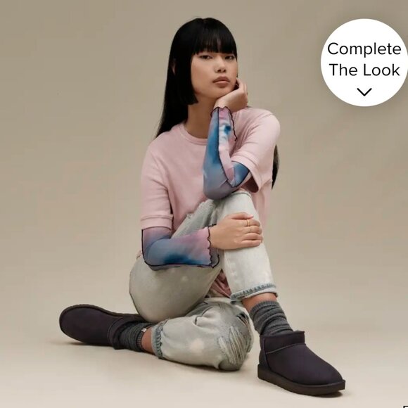 UGG Shoes - UGG Classic Ultra Mini Boot Booties Black Suede Sheepskin 1116109 New NIB Size 9